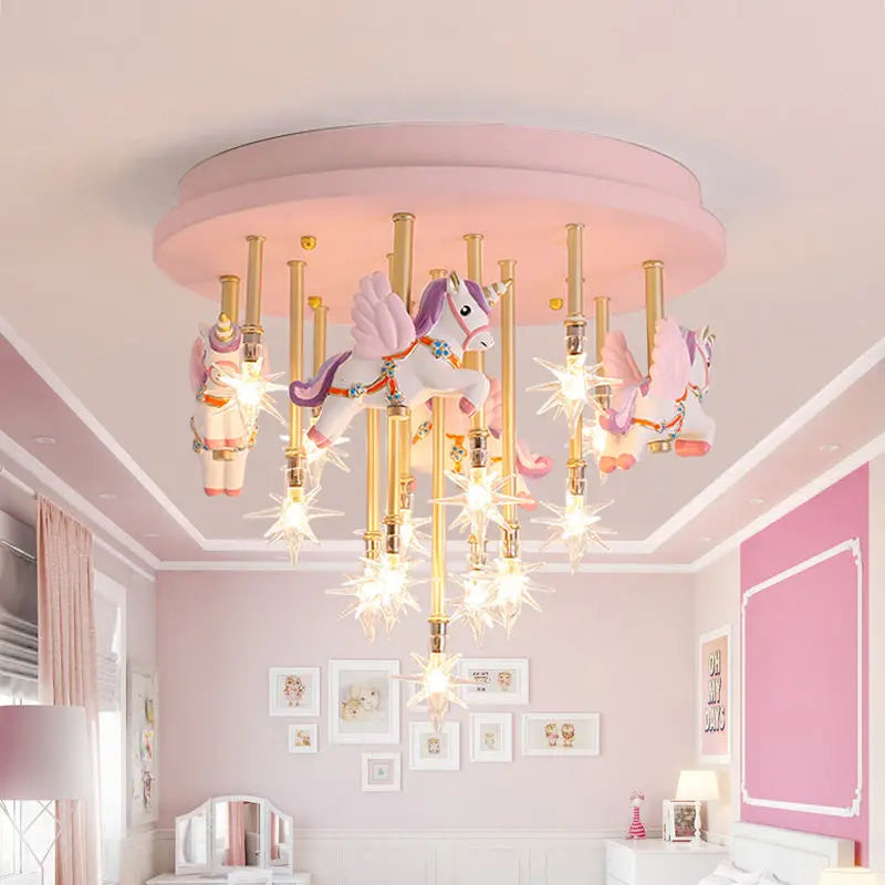 plafonnier led mignon pour enfants avec cheval et grue