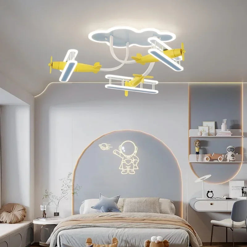 Kronleuchter Flugzeug für das Kinderzimmer mit Fernbedienung - vue 3 sur 8