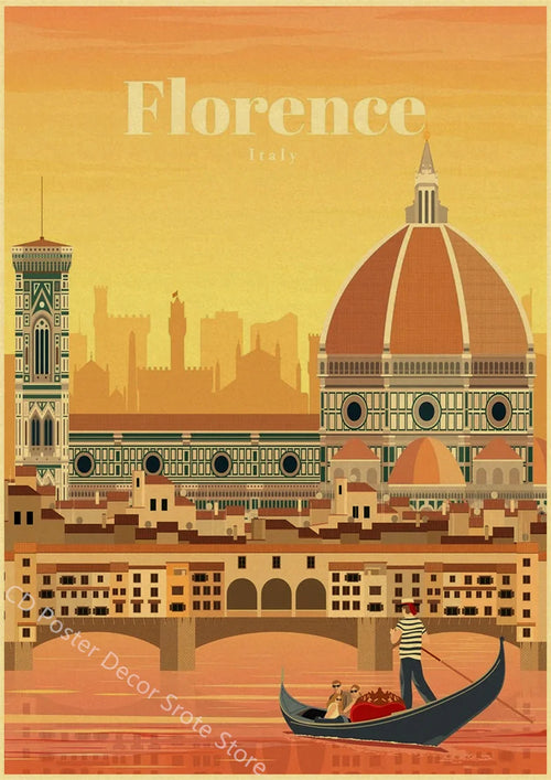 affiche vintage des villes du monde pour décoration murale