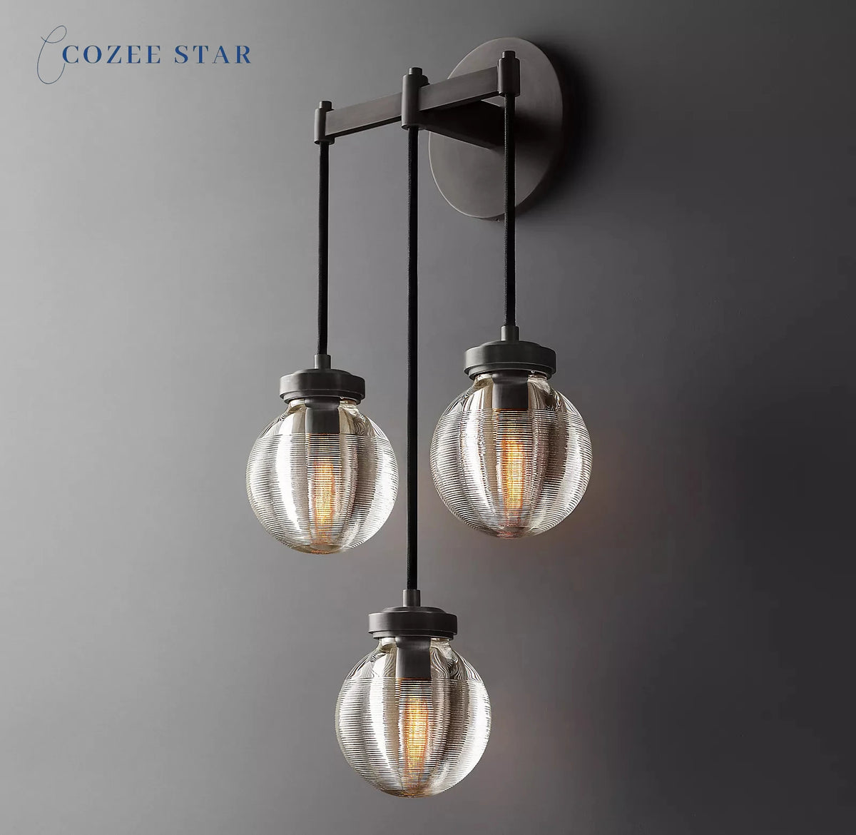Perle Triple Wandleuchte modern retro LED Messing Chrom Schwarz Kristall für Wohnzimmer Schlafzimmer Arbeitszimmer - vue 3 sur 5
