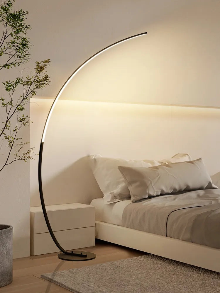 Nordique LED Coin Lumière Arc RVB Lampadaires Noir Blanc C APP À Distance Lampadaires Stand lumière pour Salle À Manger Salon Décor - vue 3 sur 8