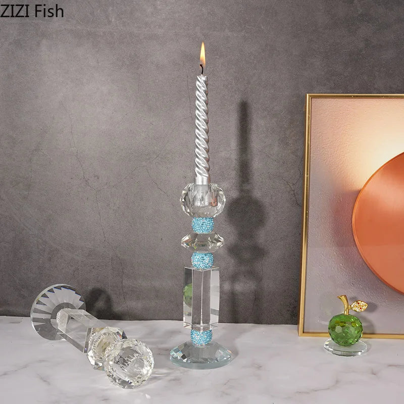 bougeoir en cristal géométrique pour décoration moderne et romantique - vue 5 sur 6