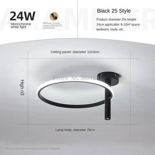 Moderner LED-Deckenleuchte Minimalistisch Ringförmig für Wohnräume - vue 23 sur 24
