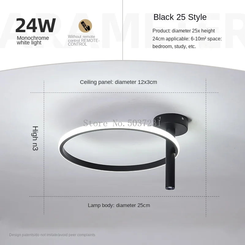 Moderner LED-Deckenleuchte Minimalistisch Ringförmig für Wohnräume - vue 23 sur 24