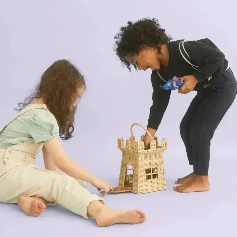 panier en rotin tressé pour rangement et pique-nique - vue 4 sur 7