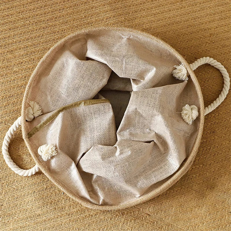panier à linge pliable en coton et lin grande capacité pour vêtements et jouets - vue 7 sur 10