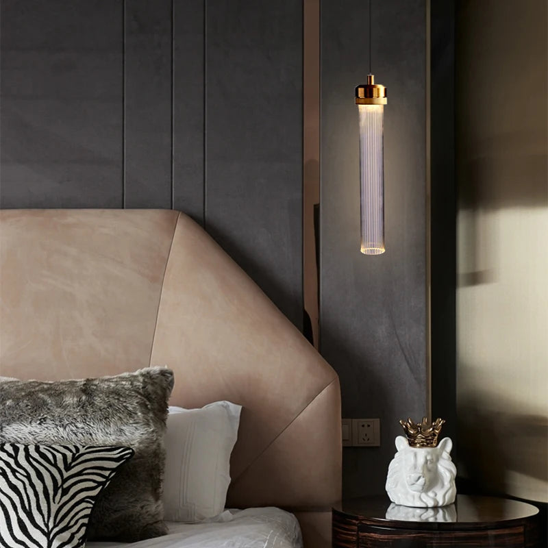 lustre en verre rayé minimaliste nordique pour décoration intérieure