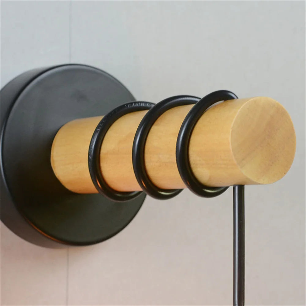 applique murale moderne loft nordique en fer et bois luminaria - vue 4 sur 8