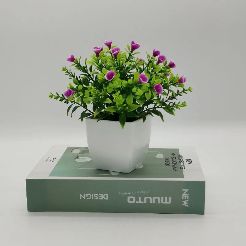 petite rose en pot bonsaï décoration plantes artificielles pour intérieur - vue 8 sur 12