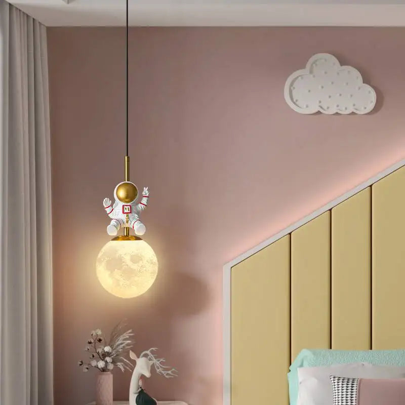 suspension astronautes design nordique luminaire décoratif intérieur - vue 4 sur 9