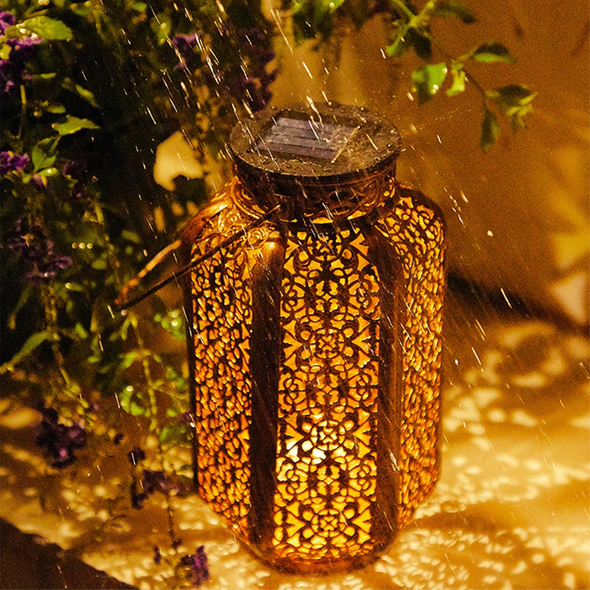 lampe solaire rétro en fer pour décoration extérieure - vue 4 sur 7