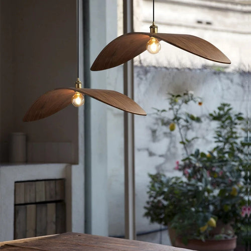 Wabi-Sabi-Kronleuchter aus Holz mit LED für Loft und Treppen - vue 2 sur 9