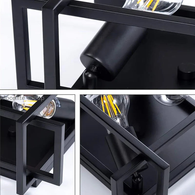 plafonnier vintage en fer forgé avec suspension rondes