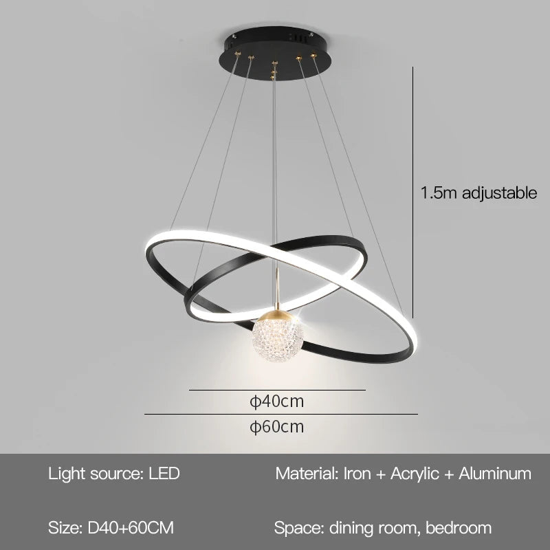 lustre rond moderne pour éclairage intérieur décoratif