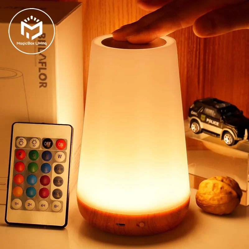 13 Color Changing Night Light RGB Remote Control Touch Dimmable Lamp Portable Table Bedside Lamps USB Rechargeable Night Lamp - vue 2 sur 7