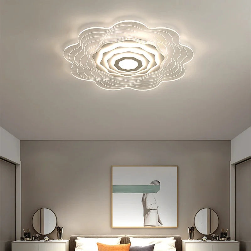 plafonnier led moderne en forme de fleur décoratif pour la maison - vue 7 sur 9