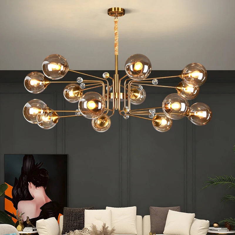 lustre led moderne 10 globes luminaire décoratif - vue 4 sur 18