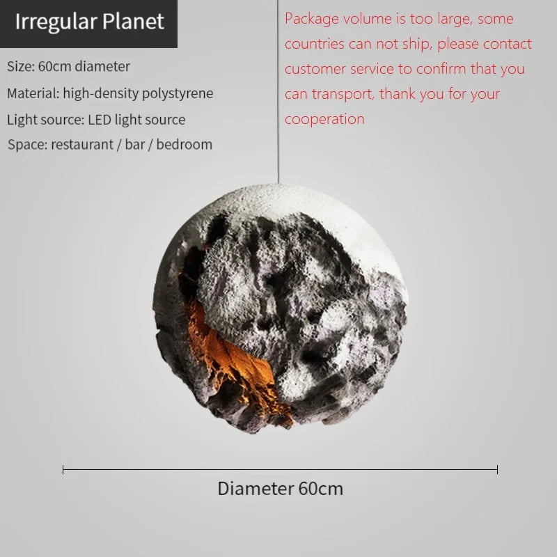 Moderner Kronleuchter Planet Wabi-Sabi aus Beton mit höhenverstellbarer Pendelleuchte