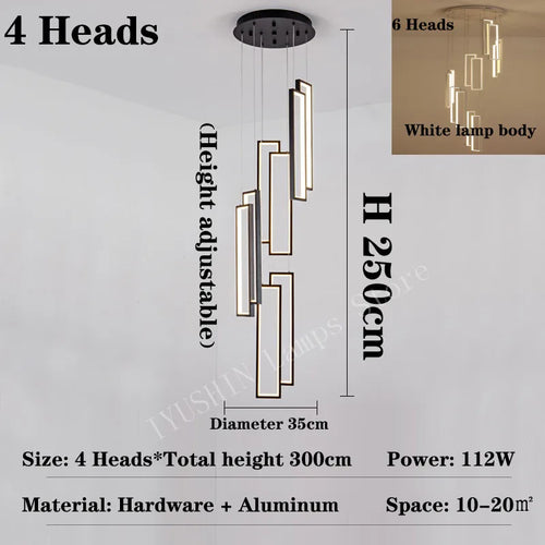 lustre moderne à led pour décoration créative en duplex - vue 8 sur 9