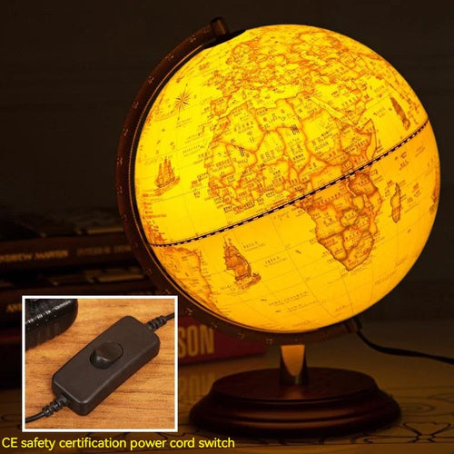 lampe à poser rétro avec globe terrestre rotatif décoratif - vue 3 sur 10