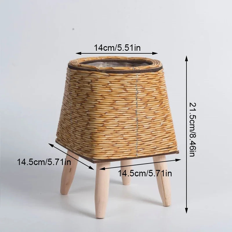 étagère à fleurs nordique imitation rotin avec pieds amovibles - vue 10 sur 12