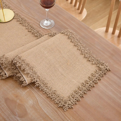 Chemin de table style champetre dentelle rustique mariage