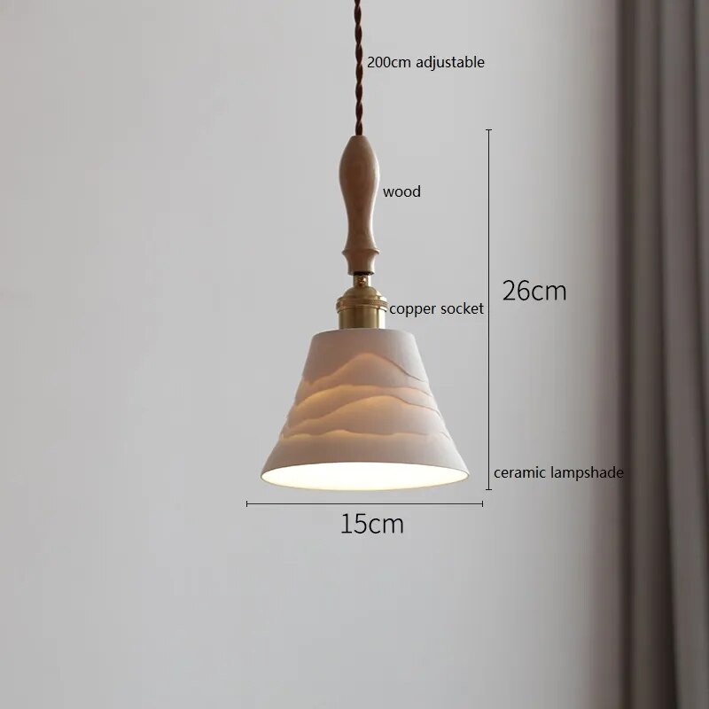 Design-Pendelleuchte LED Schmetterling Keramik und Holz - vue 20 sur 30