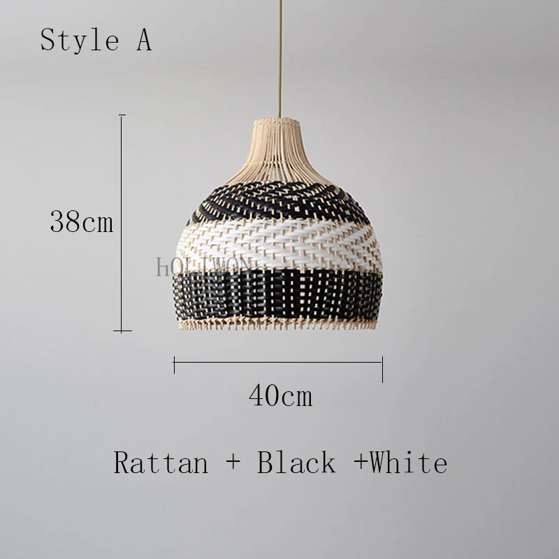 Vintage-Pendelleuchte aus handgeflochtenem Rattan für Retro-Dekoration