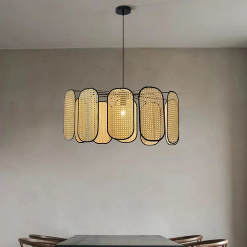 Dekorative Deckenleuchte aus Rattan im chinesischen Stil für Restaurant Modell - vue 3 sur 9
