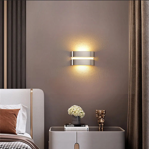 Moderne LED-Außenwandleuchte aus Edelstahl, wasserdicht - vue 3 sur 9