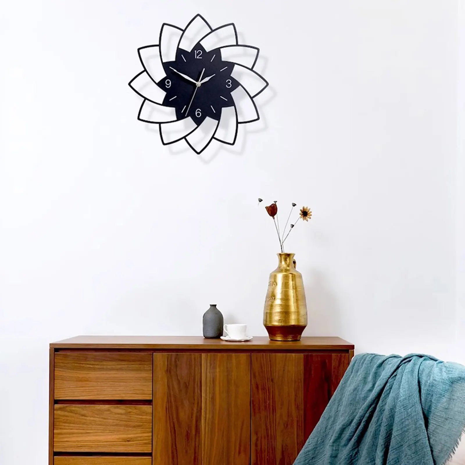 horloge murale silencieuse en forme de fleur décoration intérieure - vue 6 sur 6