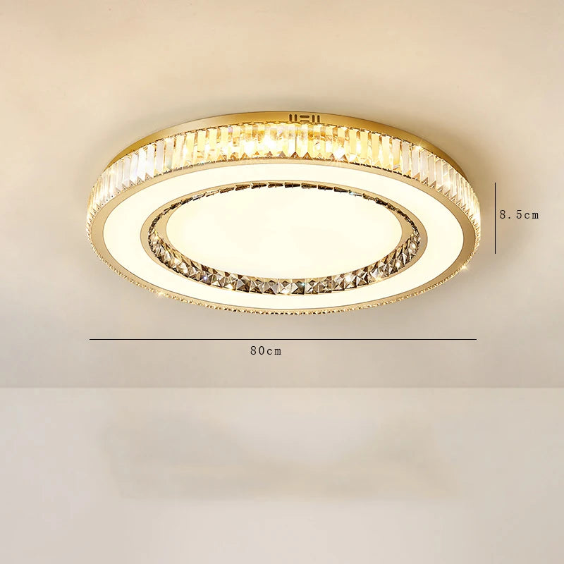 Runder luxuriöser Kristallglas-LED-Kronleuchter modern Gold
