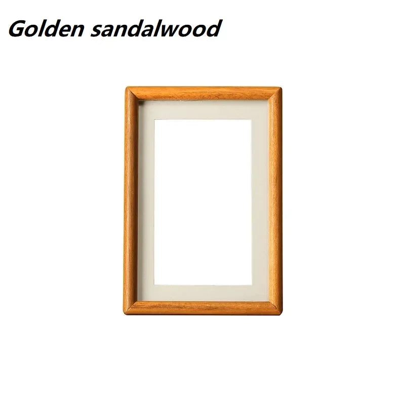 Solid Wood Round Corner Picture Frame, Walnut and Golden Sandalwood, Minimalist Design, Tabletop, Home Decor - vue 9 sur 17