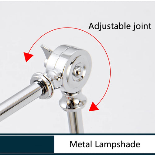 Luxury Chrome Wall Lamp Swing Long Rocker Arm Wall Light LED E27 Adjustable Joint Fabric Sconce Reading Wall Lamps with Switch - vue 7 sur 7