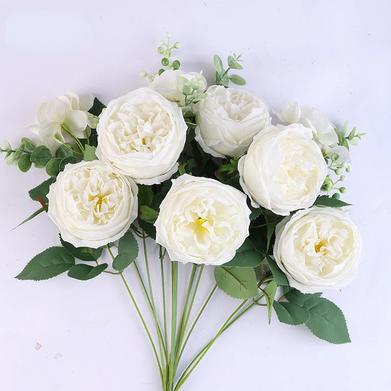 bouquet de roses artificielles en soie pour décoration intérieure - vue 13 sur 16