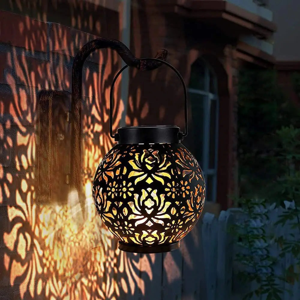 lanterne solaire à led en fer forgé pour jardin décoratif - vue 3 sur 8