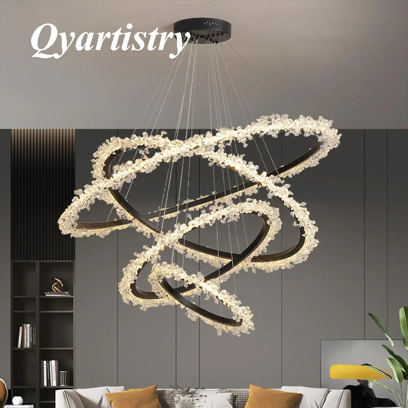 lustre moderne en cristal de luxe suspension décorative - vue 2 sur 16