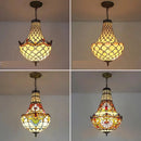 Mediterraner Vintage-Kronleuchter aus Tiffany-Glas