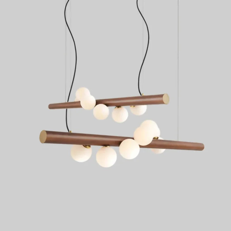 lustre japonais en bois massif design créatif éclairage tendance - vue 4 sur 10