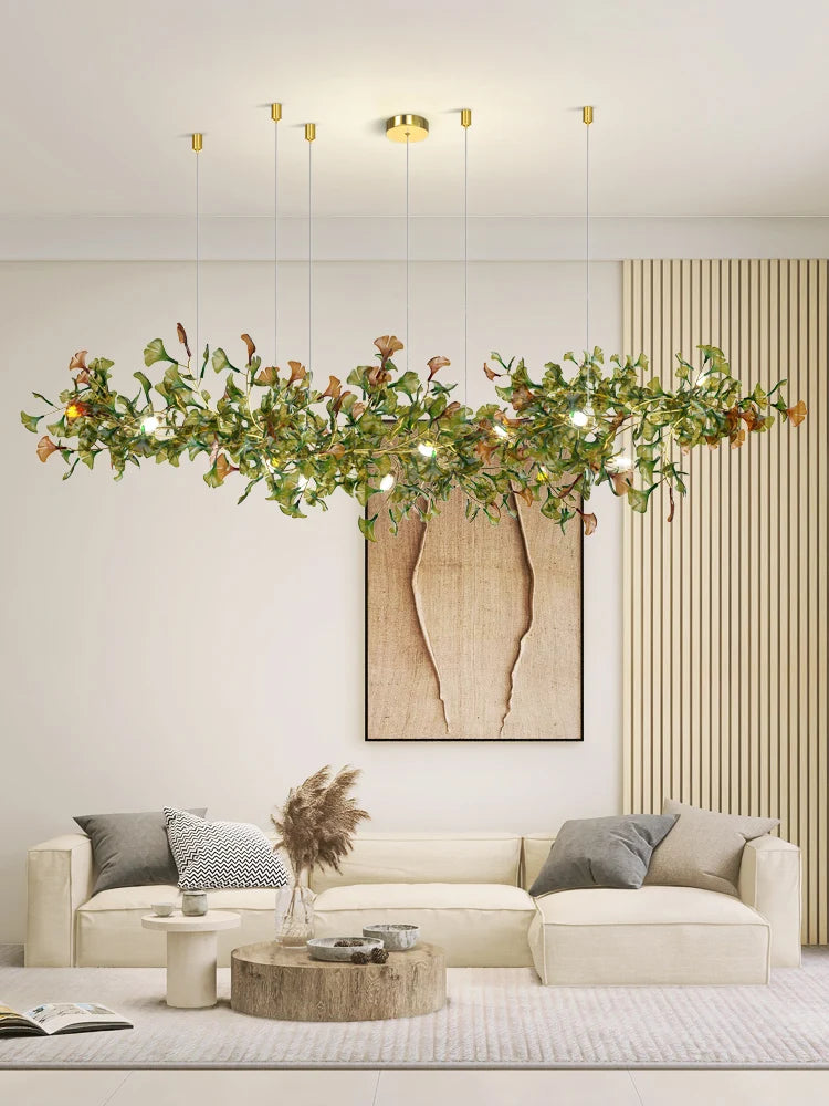 suspension moderne en ginkgo en verre personnalisée pour un éclairage élégant - vue 5 sur 16