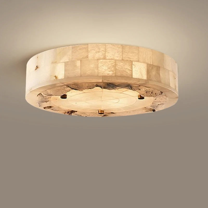 plafonnier luxueux en marbre naturel suspendu grand luminaire - vue 2 sur 9