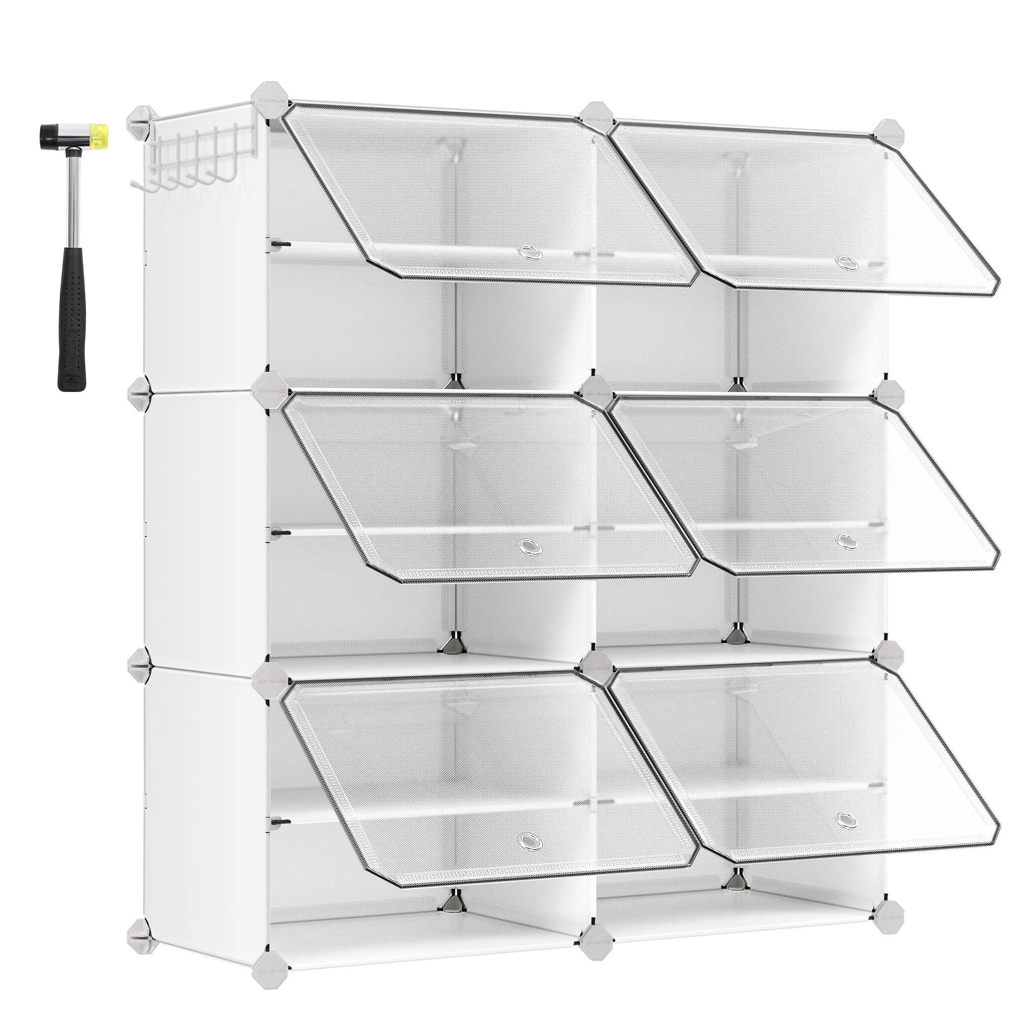 SONGMICS Étagère à Chaussures 6 Compartiments, Étagère de Rangement Modulable, Compartiment de 30 x 40 x 30 cm, avec Porte - vue 8 sur 8