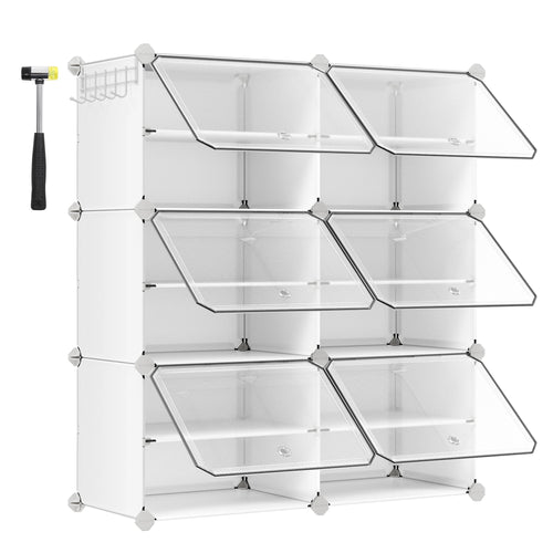 SONGMICS Étagère à Chaussures 6 Compartiments, Étagère de Rangement Modulable, Compartiment de 30 x 40 x 30 cm, avec Porte - vue 9 sur 8