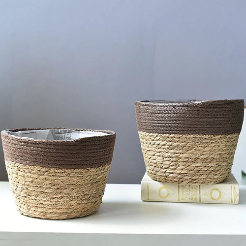 panier en jonc de mer jardinière tissée à la main décoratif pour la maison