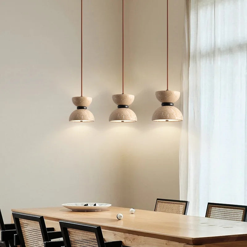 suspension nordique en pierre de grotte éclairage LED design moderne - vue 5 sur 7