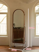 Adjustable solid wood full body mirror, magazine bookshelf mirror, floor standing retro with wheel fitting mirror