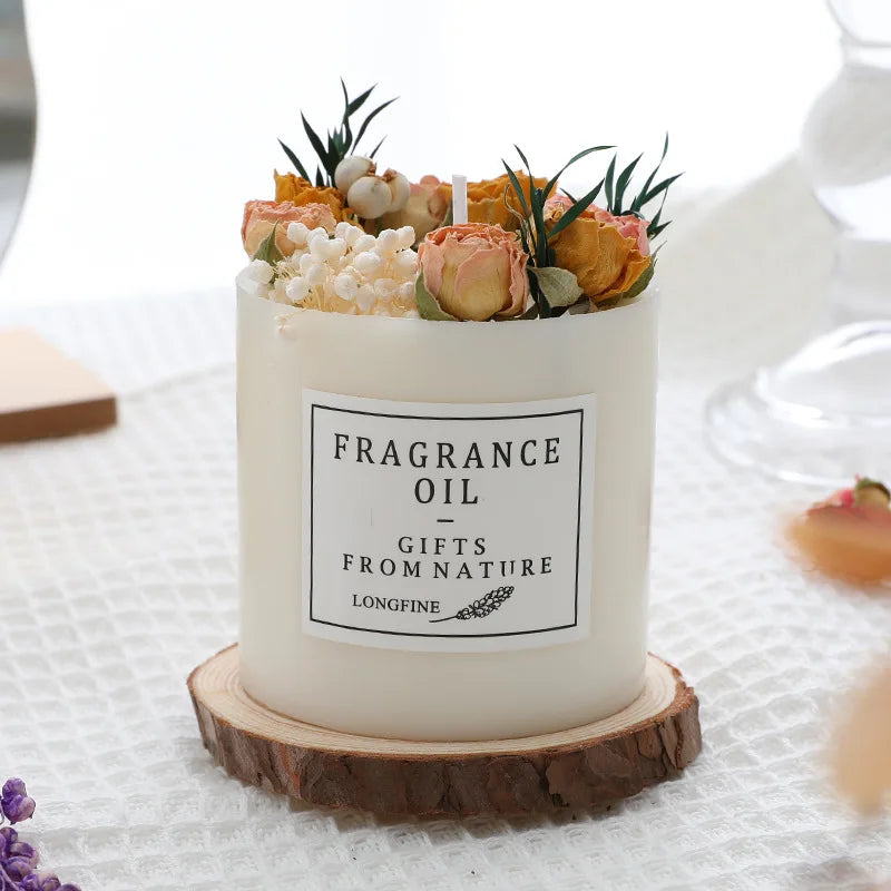 bougie parfumée fleurs séchées en cire de soja décorative et romantique - vue 6 sur 16