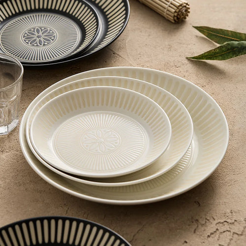 Assiette ceramique japonaise retro relief vaisselle artistique