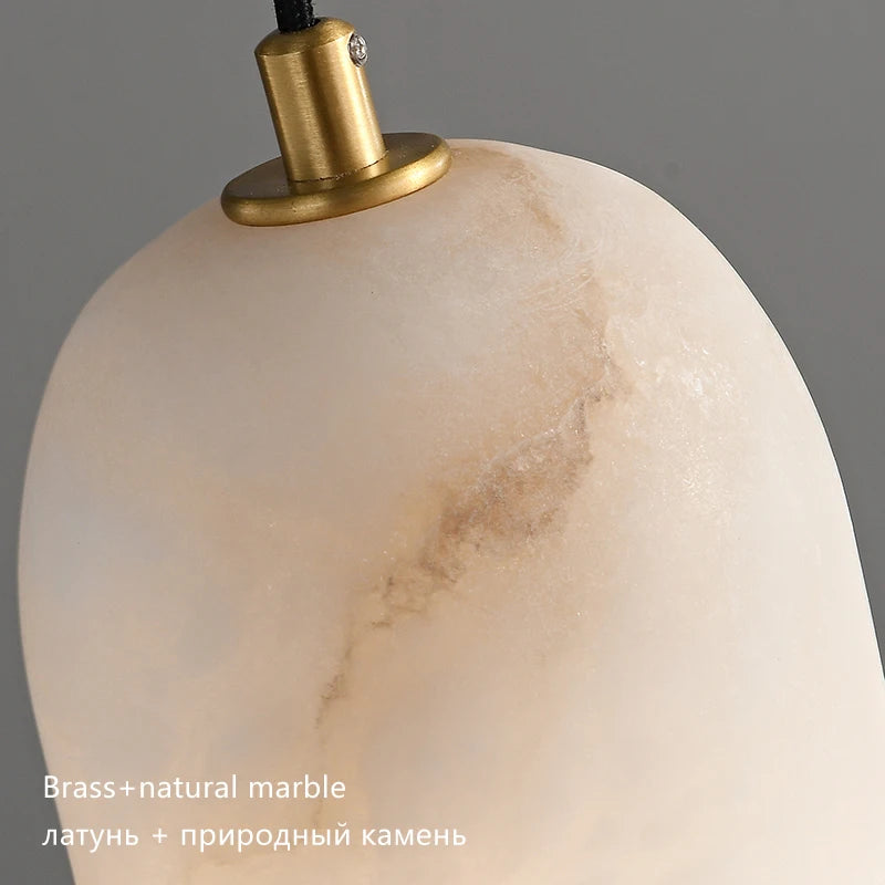 Lustre en laiton et marbre importé - vue 7 sur 19