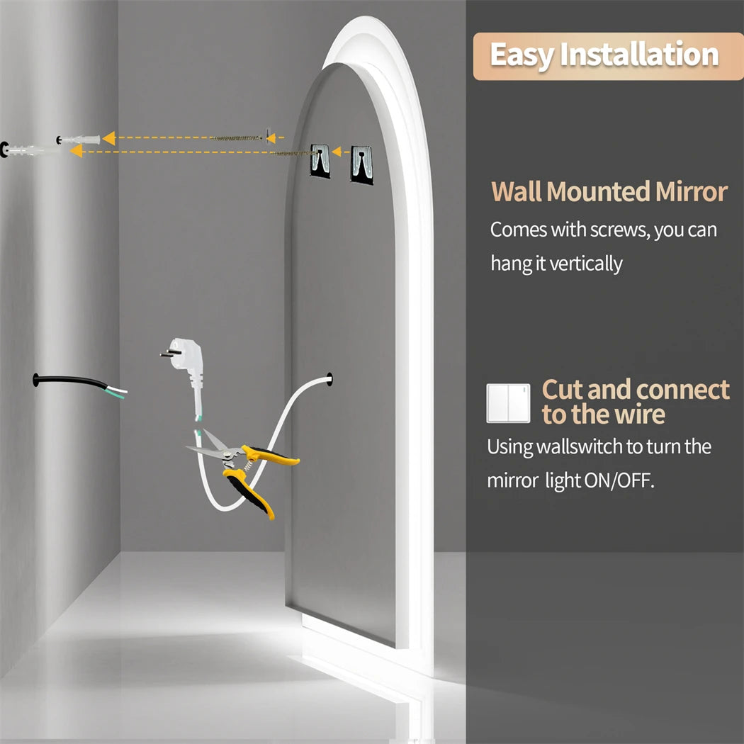 miroir LED intelligent avec affichage température heure et antibuée - vue 6 sur 7